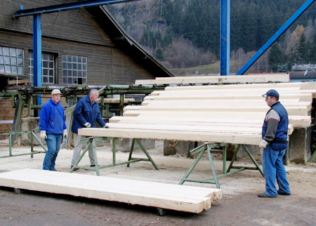 Holzdachrinnen Vorsortierung